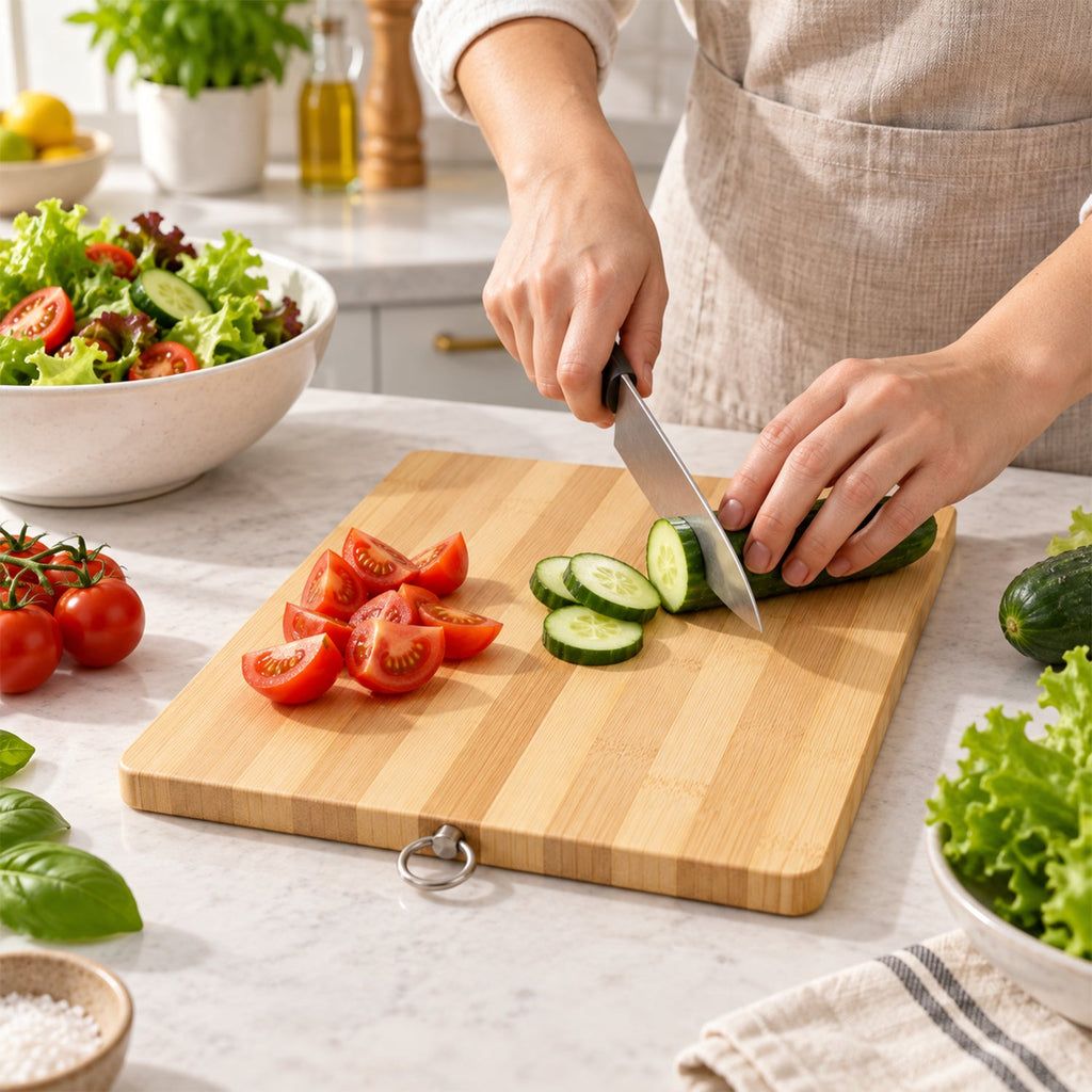 Compact Bamboo Chopping Board 32 X 22 Cm With Hanging Ring (1 Pc)