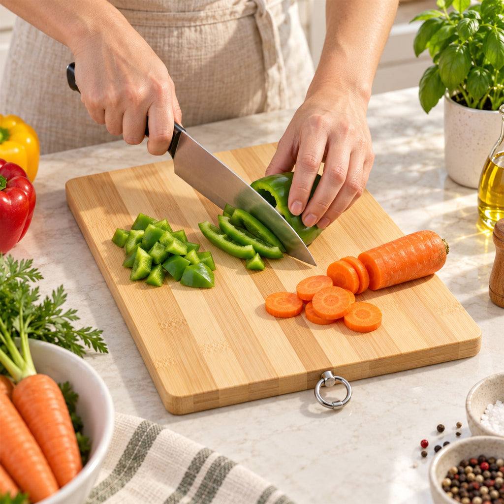 Compact Bamboo Chopping Board 32 X 22 Cm With Hanging Ring (1 Pc)