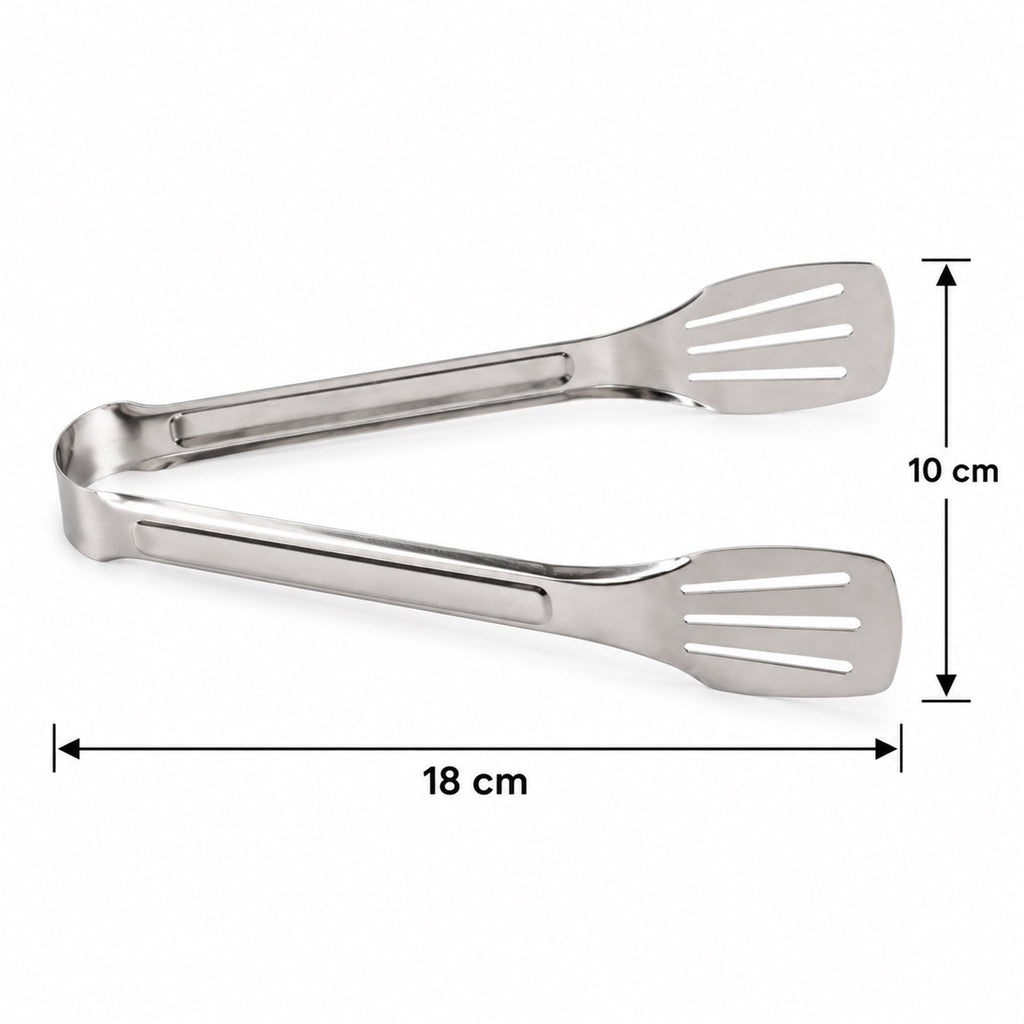 Stainless Steel Kitchen Tongs With Slotted Heads For Cooking And Serving (1 Pc)