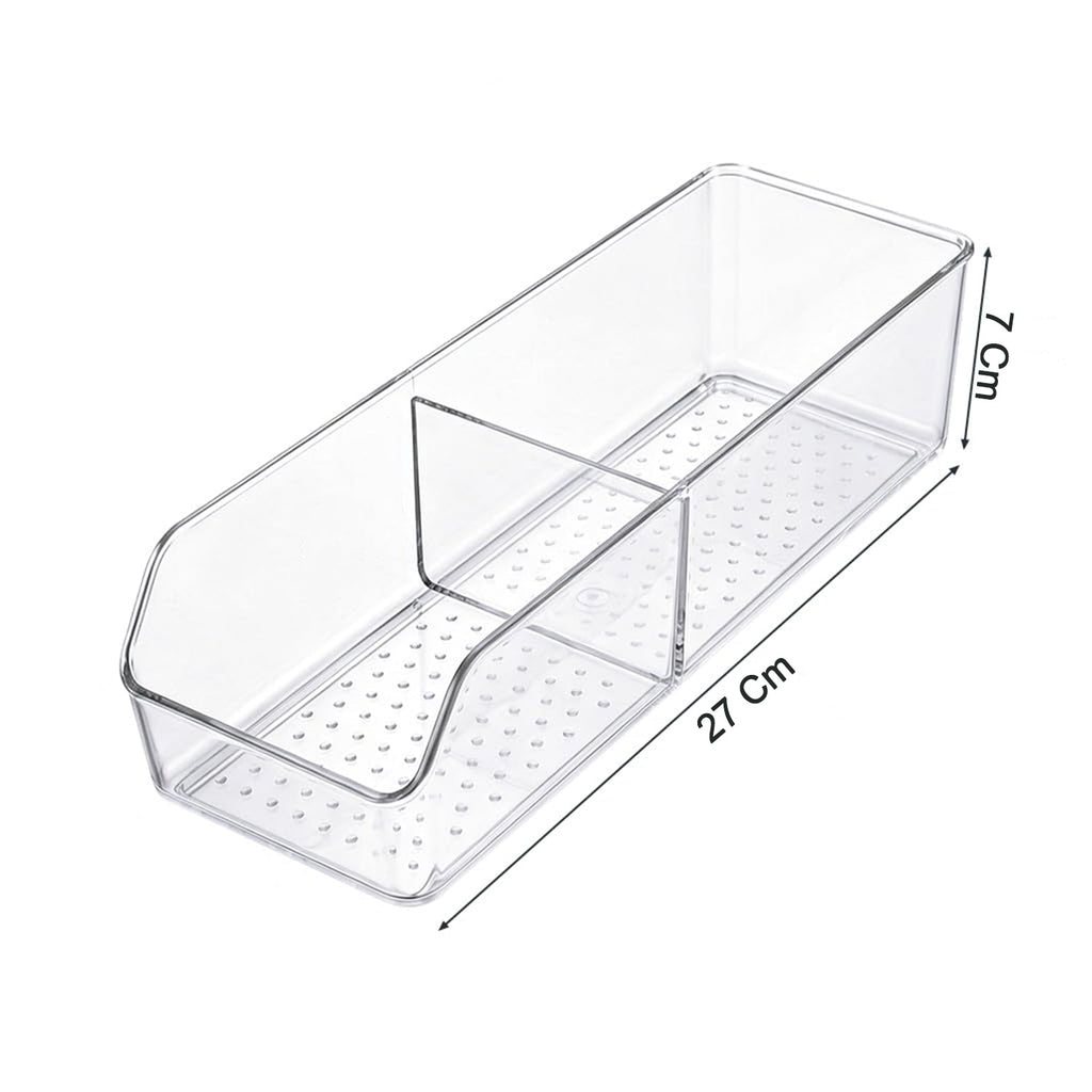 Clear Plastic Storage Organizer Box With Dividers For Kitchen