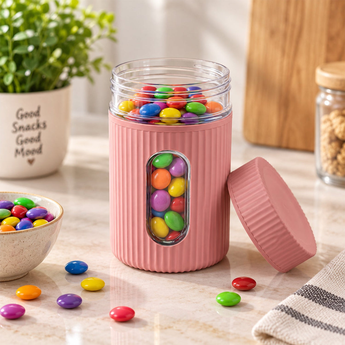 Plastic Storage Container 750 Ml With Window And Screw Lid (1 Pc)