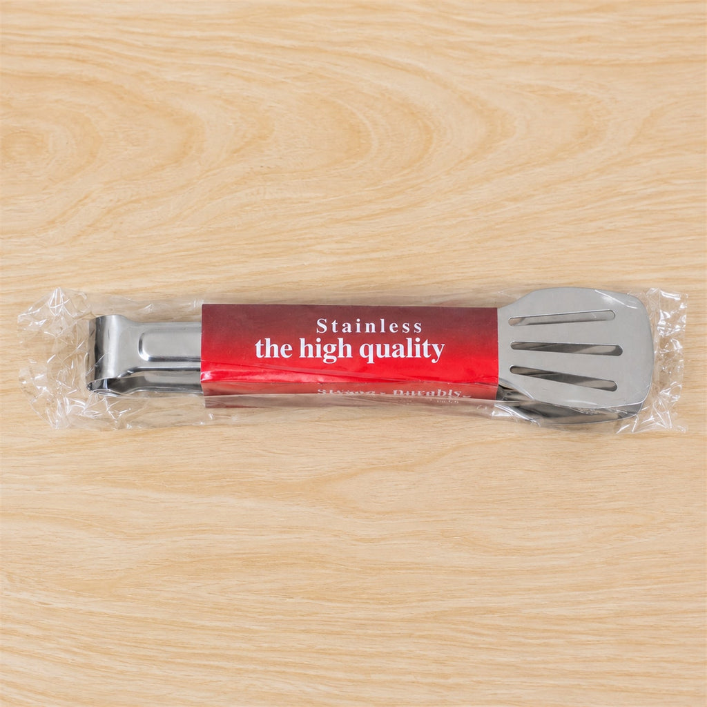 Stainless Steel Kitchen Tongs With Slotted Heads For Cooking And Serving (1 Pc)