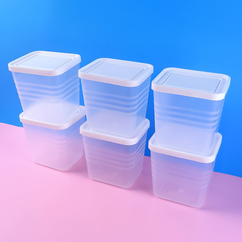 Transparent Square Plastic Food Storage Container Set (6 Pc)