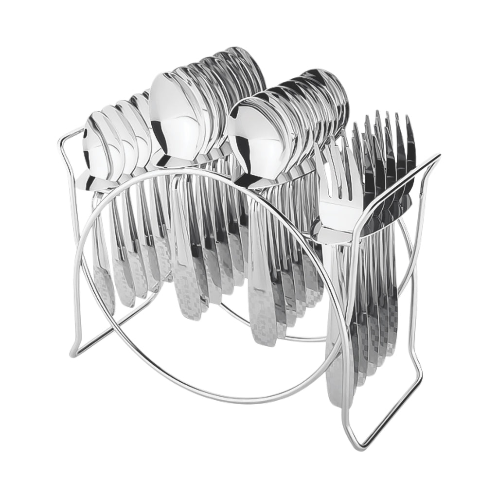 Stainless Steel Cutlery Set With Elegant Storage Stand (24 Pc)