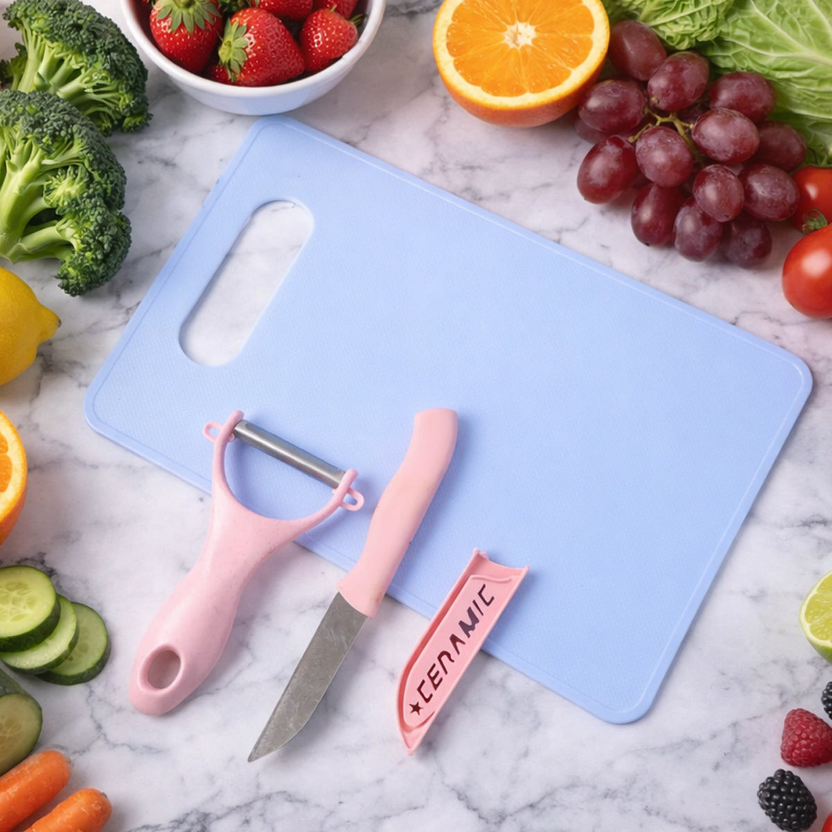 3 In 1 Multipurpose Kitchen Fruit  Vegetable Cutting Board Set