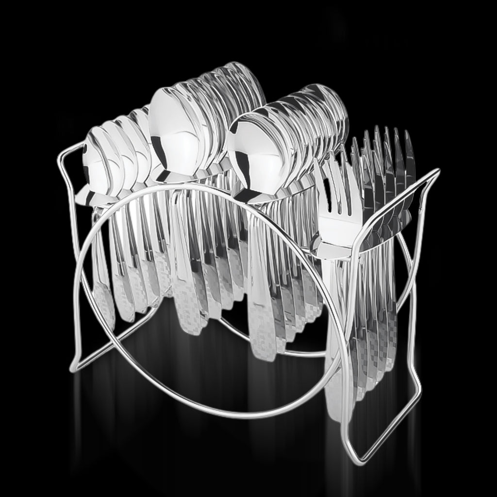 Stainless Steel Cutlery Set With Elegant Storage Stand (24 Pc)