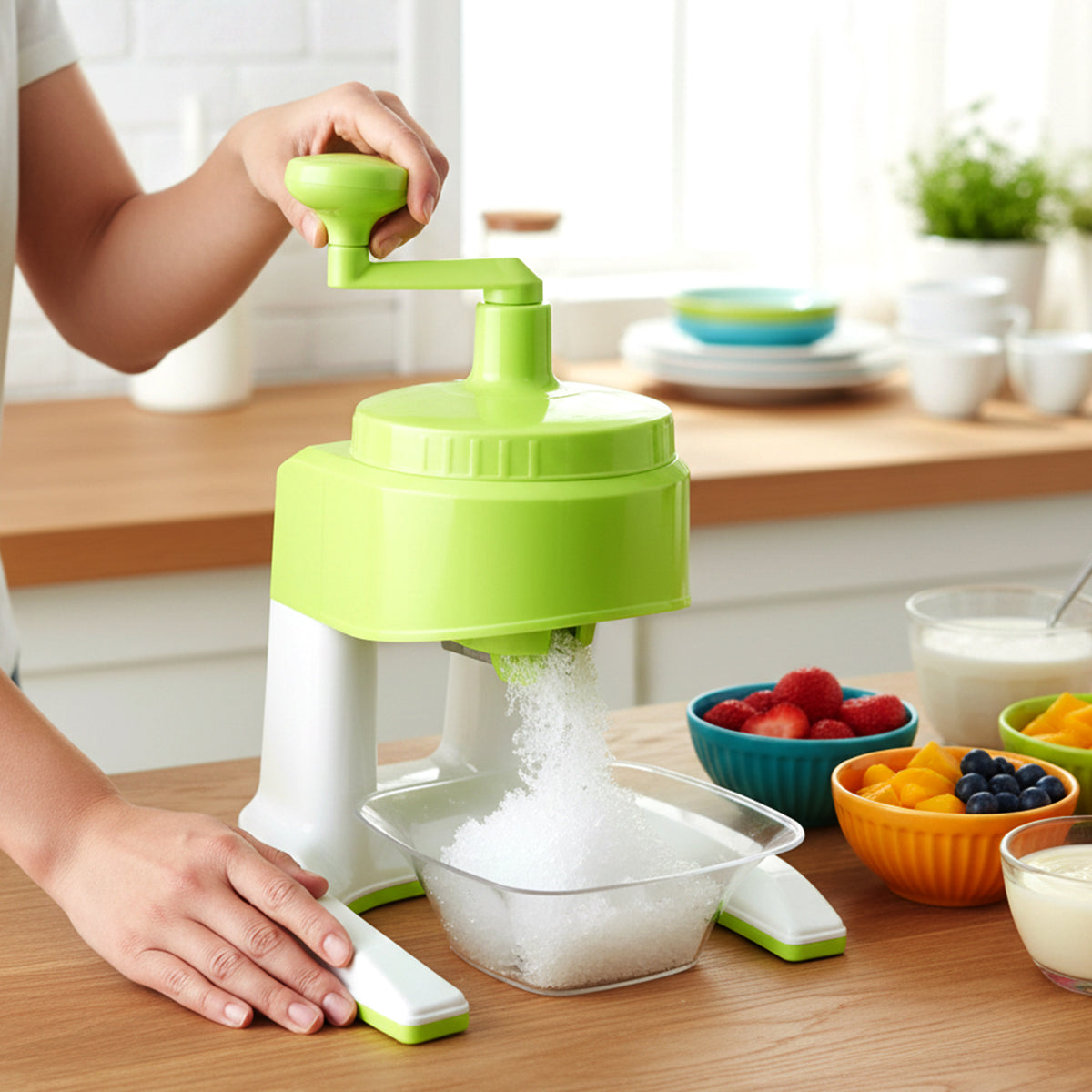 Manual Hand Crank Ice Crusher Snow Maker Machine (1 Set Mix Color)