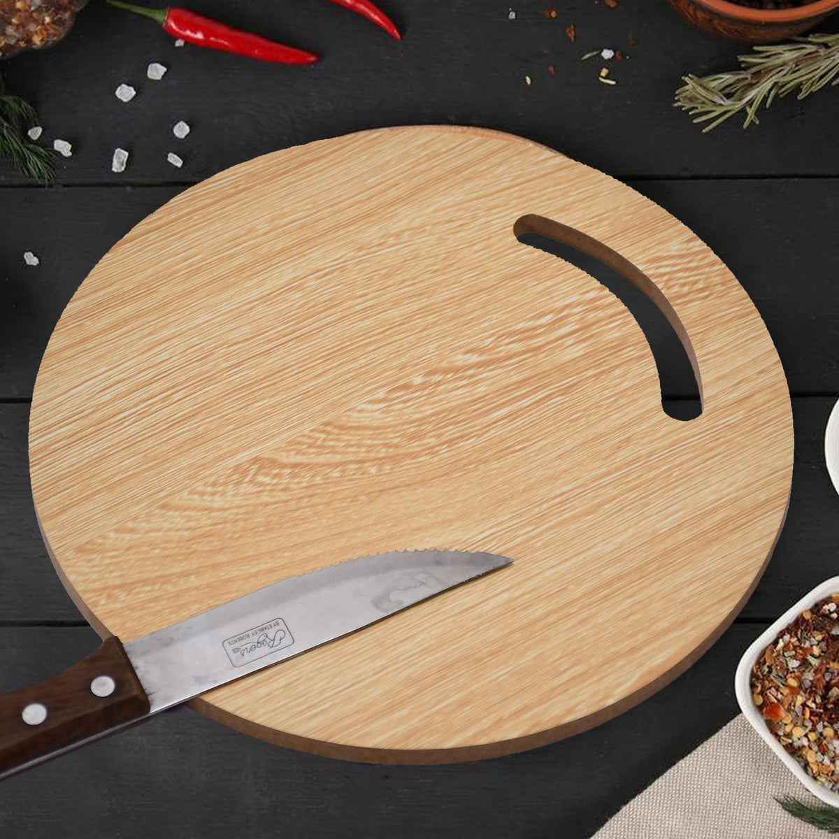 7123 Wooden Round Chopping Board  For Chopping Fruit  Vegetable