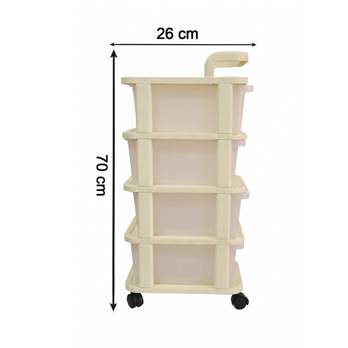 4-tier Plastic Storage Trolley With Wheels Rolling Drawer Organizer Cart (1 Pc)