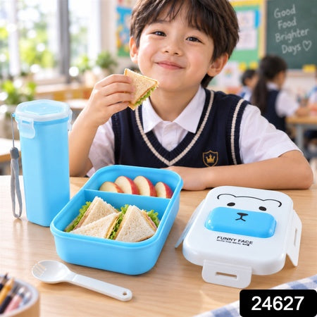 Kids Lunch Box With Water Bottle And Spoon For School Tiffin (1 Set)