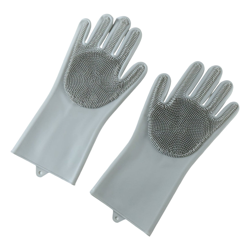 Reusable Silicone Cleaning Gloves With Scrubbing Bristles For Kitchen (1 Pair)