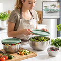 Apex Miny Steel Container Set Mixing Bowls With Lids For Kitchen (3 Pc Set)