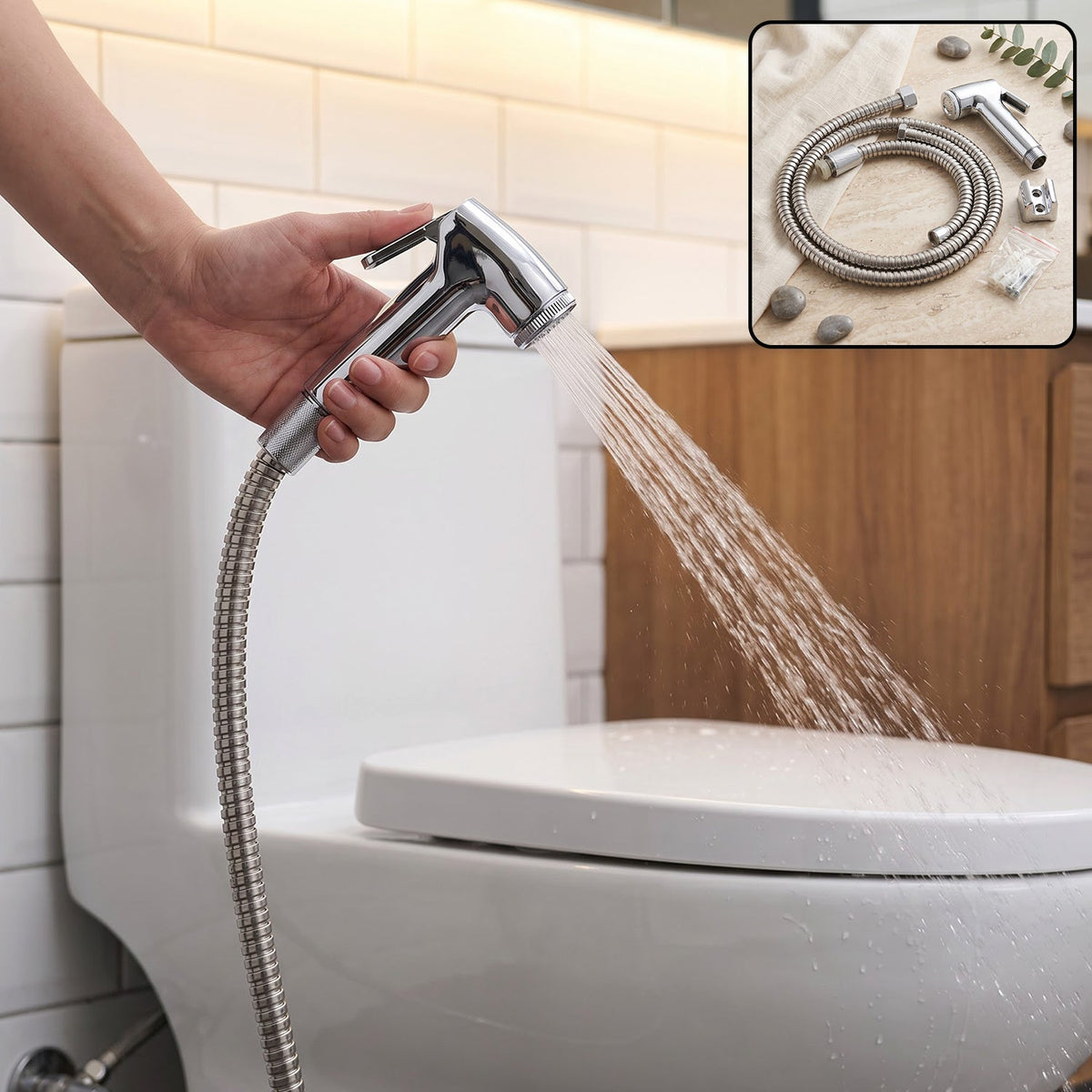 Flexible Shower Hose Pipe With Handheld Spray Head For Bathroom Cleaning (1 Pc)