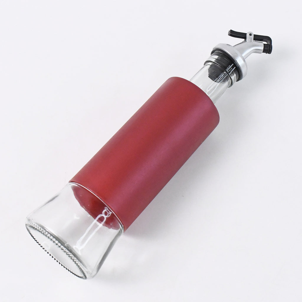 Glass Oil Dispenser With Plastic Covering Oil And Vinegar Bottle (300 Ml)