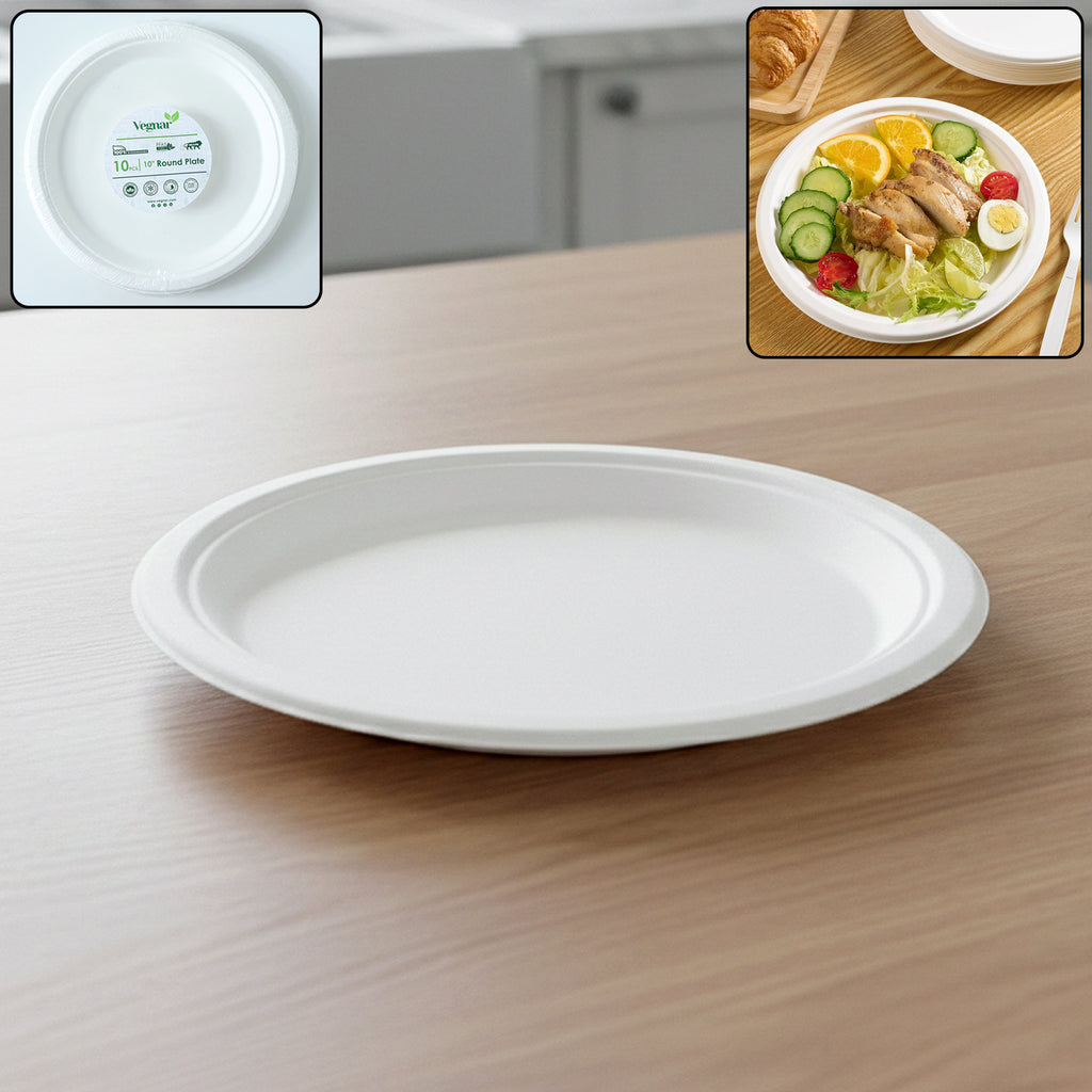 Vegnar Disposable Round Food Serving Plate (10 Pc)