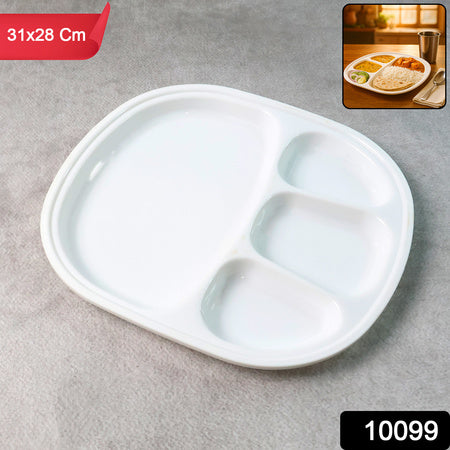 Plastic Large Compartment Dinner Plate  Thali With 4 Sections