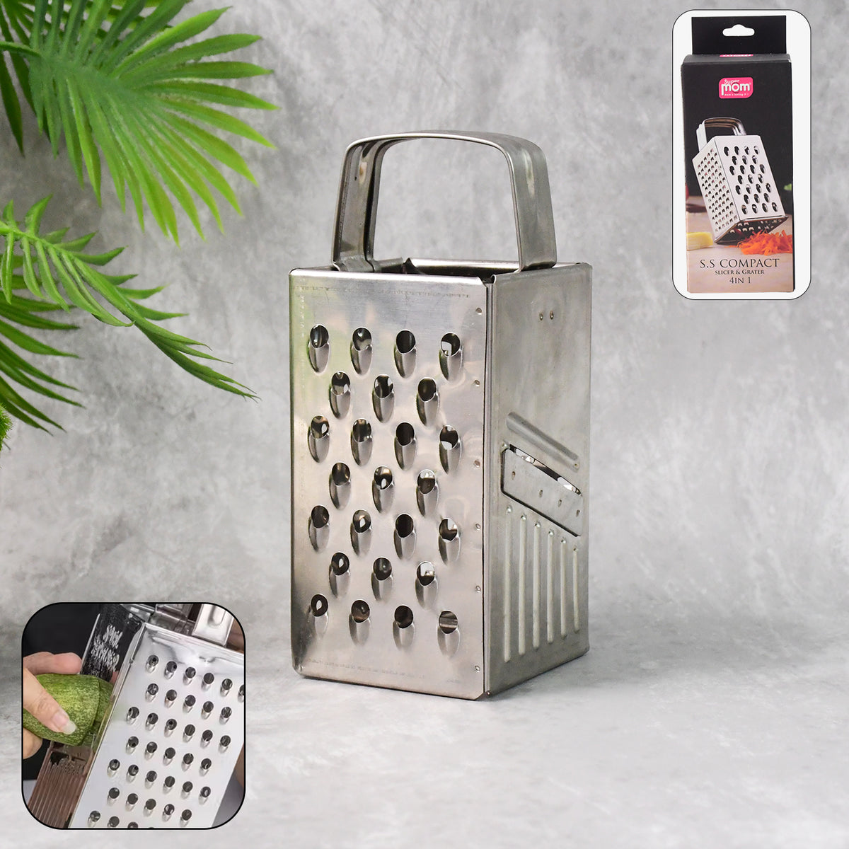 Supermom Premium 4-in-1 Stainless Steel Compact Grater And Slicer