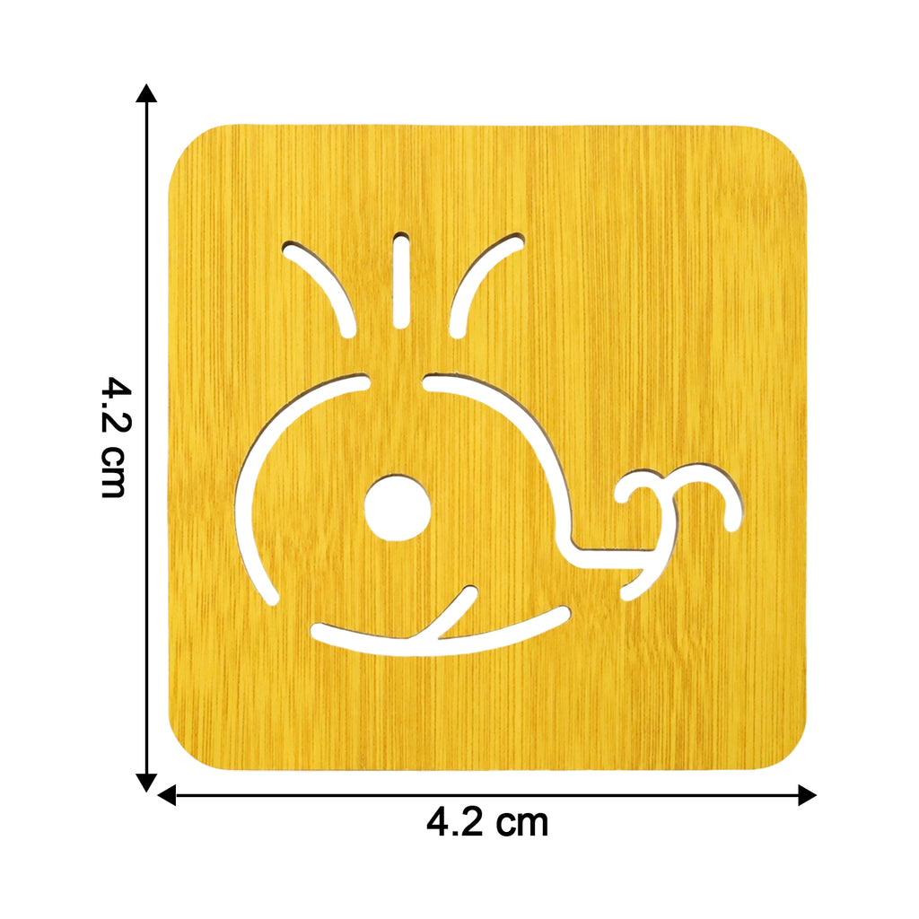 Square Wooden Whale Design Drink Coaster With Anti Slip Base For Table (1 Piece)