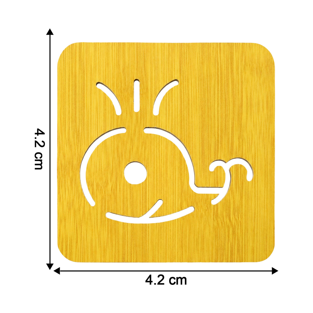 Square Wooden Whale Design Drink Coaster With Anti Slip Base For Table (1 Piece)