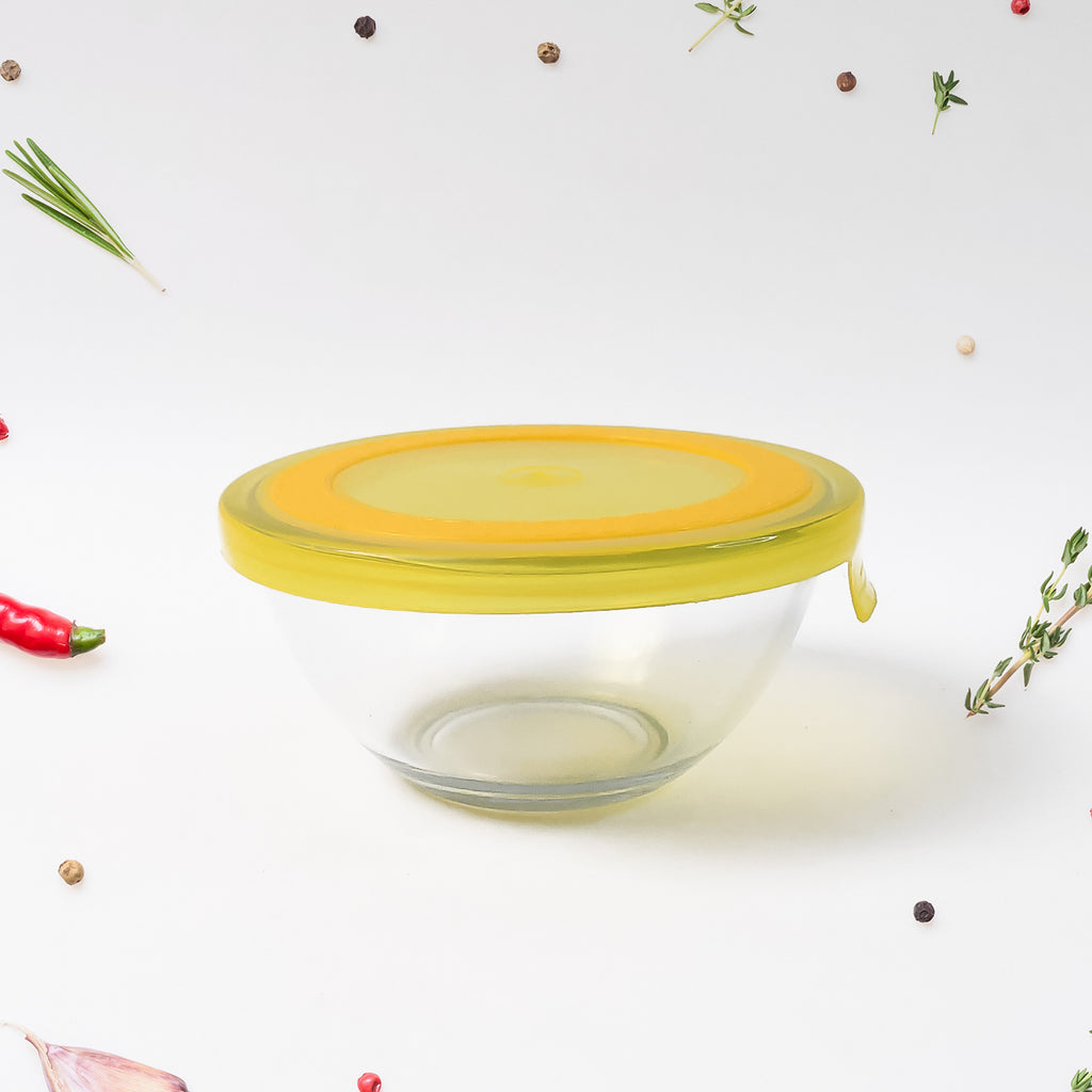 Dazzle Glass Bowl Set Mixing  Storage Bowls With Lids (3 Pcs Set)