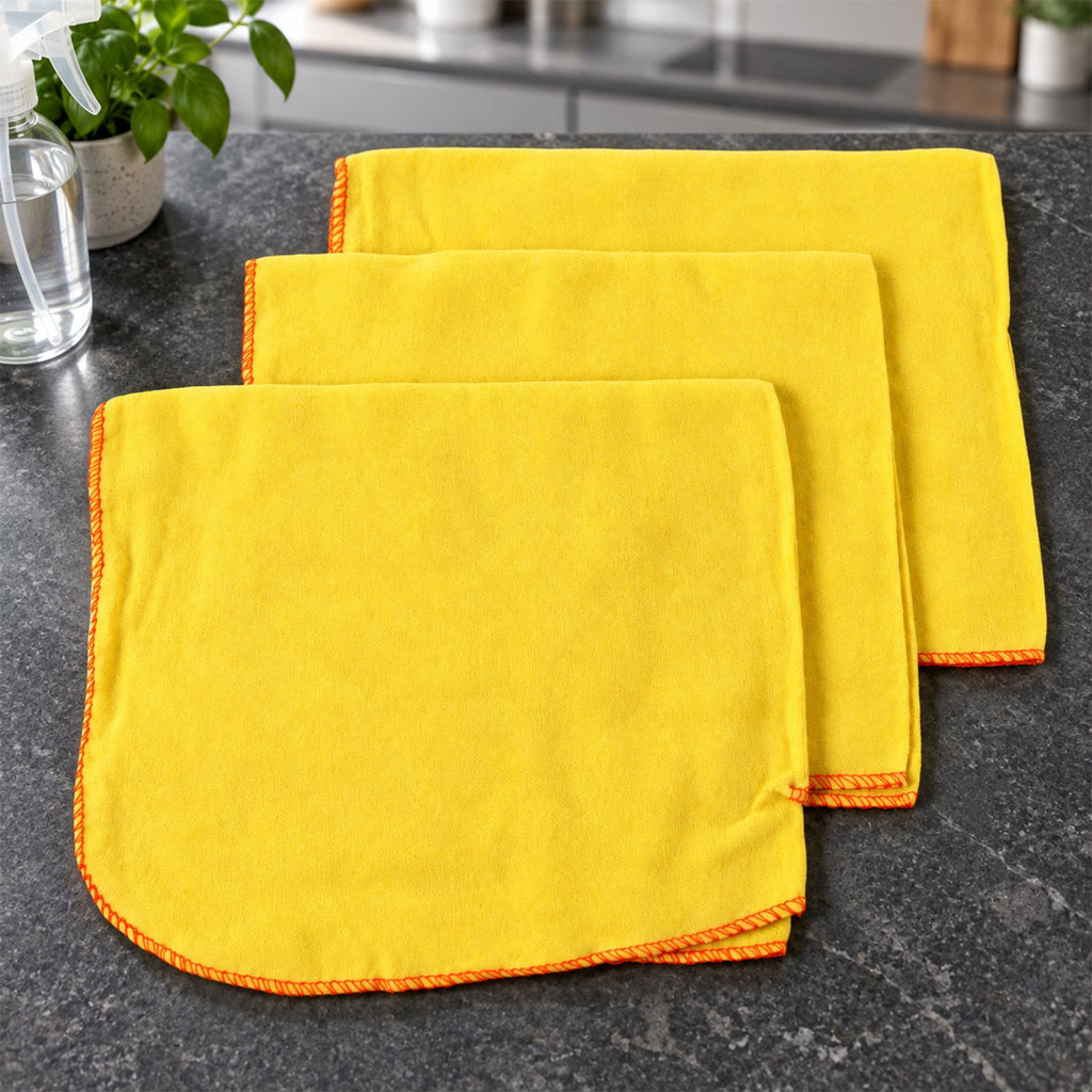 Yellow Cotton Duster Cloth For Daily Home And Kitchen Cleaning (3 Pc 46x46 Cm)