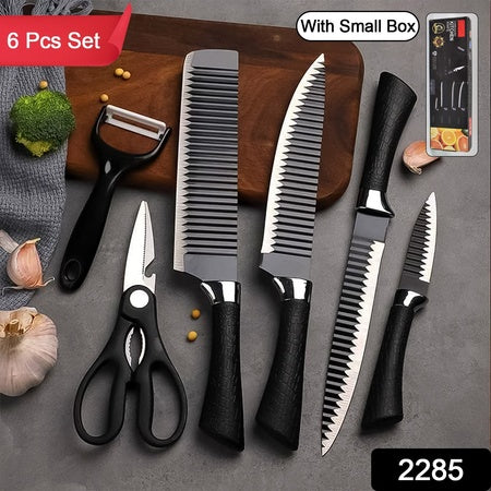 2285 Stainless Steel Knife Set With Chef Peeler And Scissor (6 Pieces)