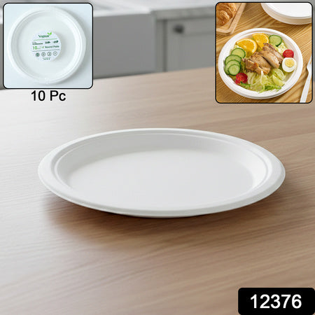 Vegnar Disposable Round Food Serving Plate (10 Pc)