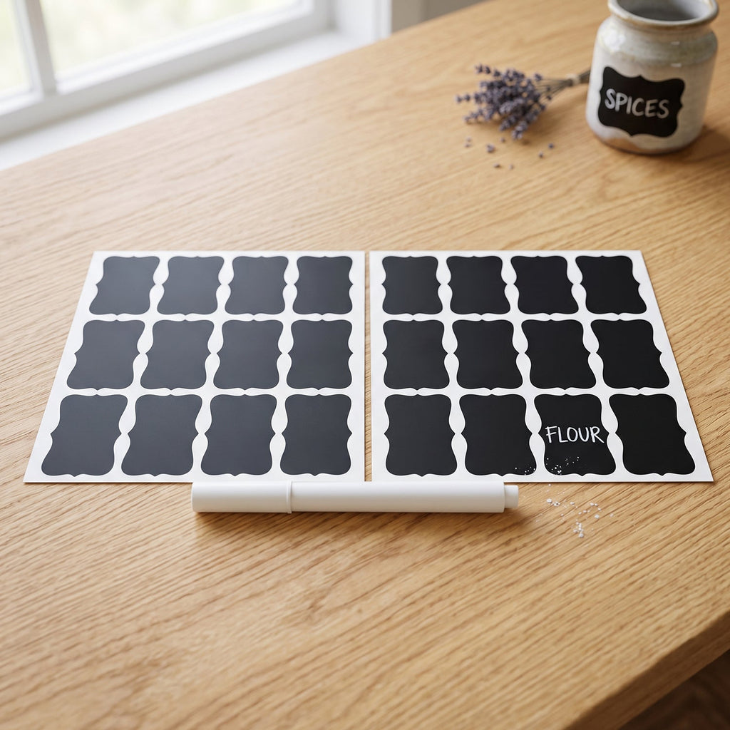 Fancy Shape Chalkboard Sticker Labels With Marker Pen Jar Labels (1 Set)