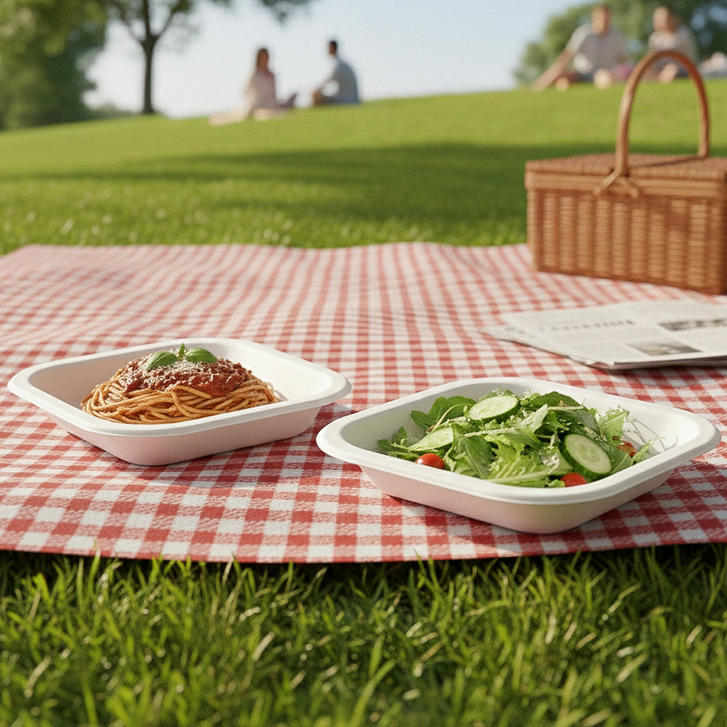 Disposable Square Food Serving Tray Set (10 Pc)