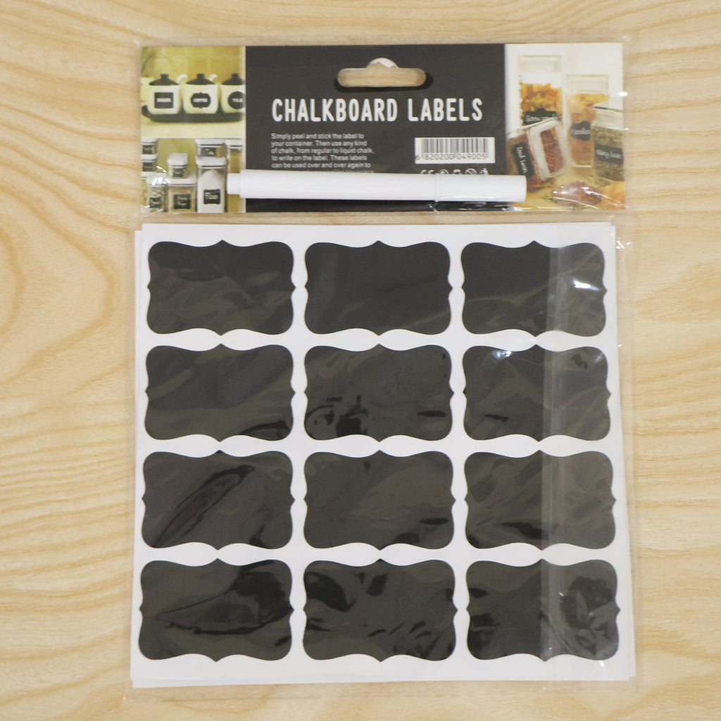Fancy Shape Chalkboard Sticker Labels With Marker Pen Jar Labels (1 Set)