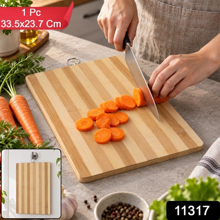 Bamboo Wooden Chopping Board 33.5 X 23.7 Cm With Hanging Ring (1 Pc)