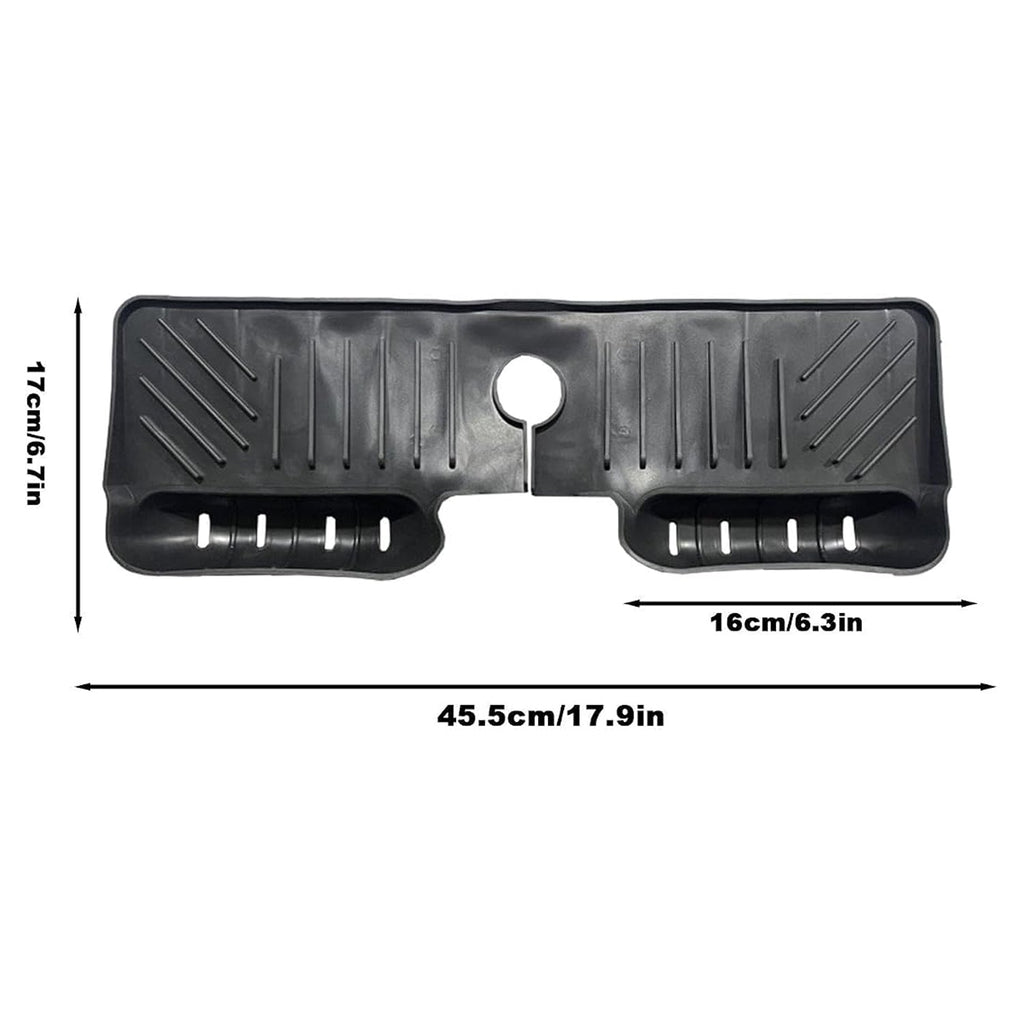 Faucet Splash Guard Mat With Drainage Tray For Kitchen And Bathroom Sink (1 Pc)