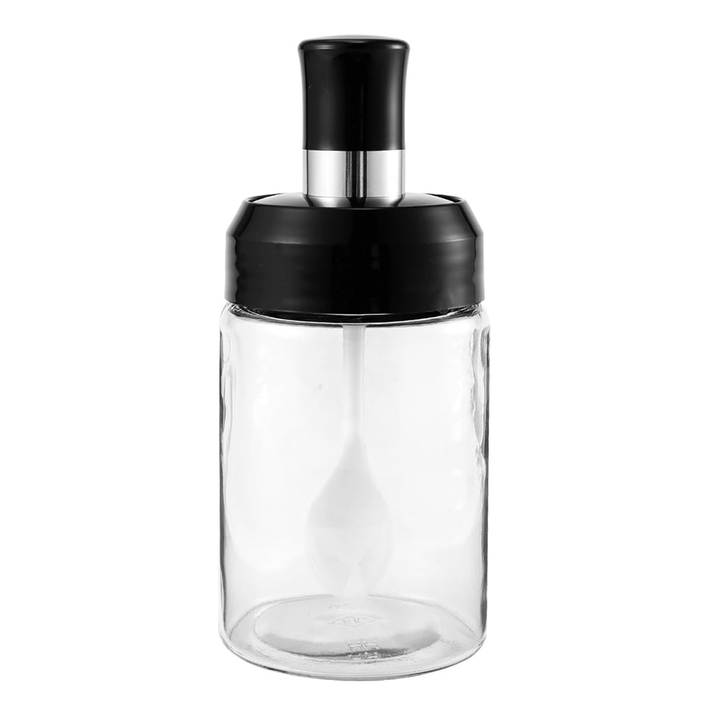 Transparent Glass Storage Jar With Built-in Spoon Approx 250ml