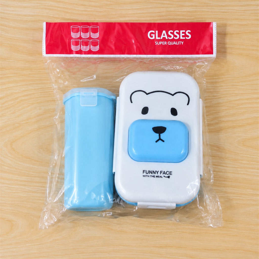 Kids Lunch Box With Water Bottle And Spoon For School Tiffin (1 Set)