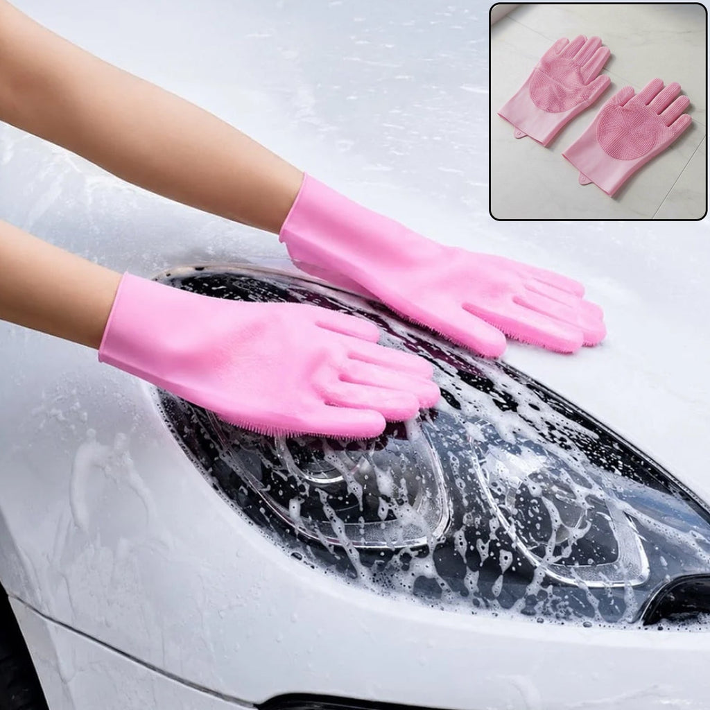 Multipurpose Reusable Scrubber Cleaning Gloves For Dishes And Kitchen (1 Pair)