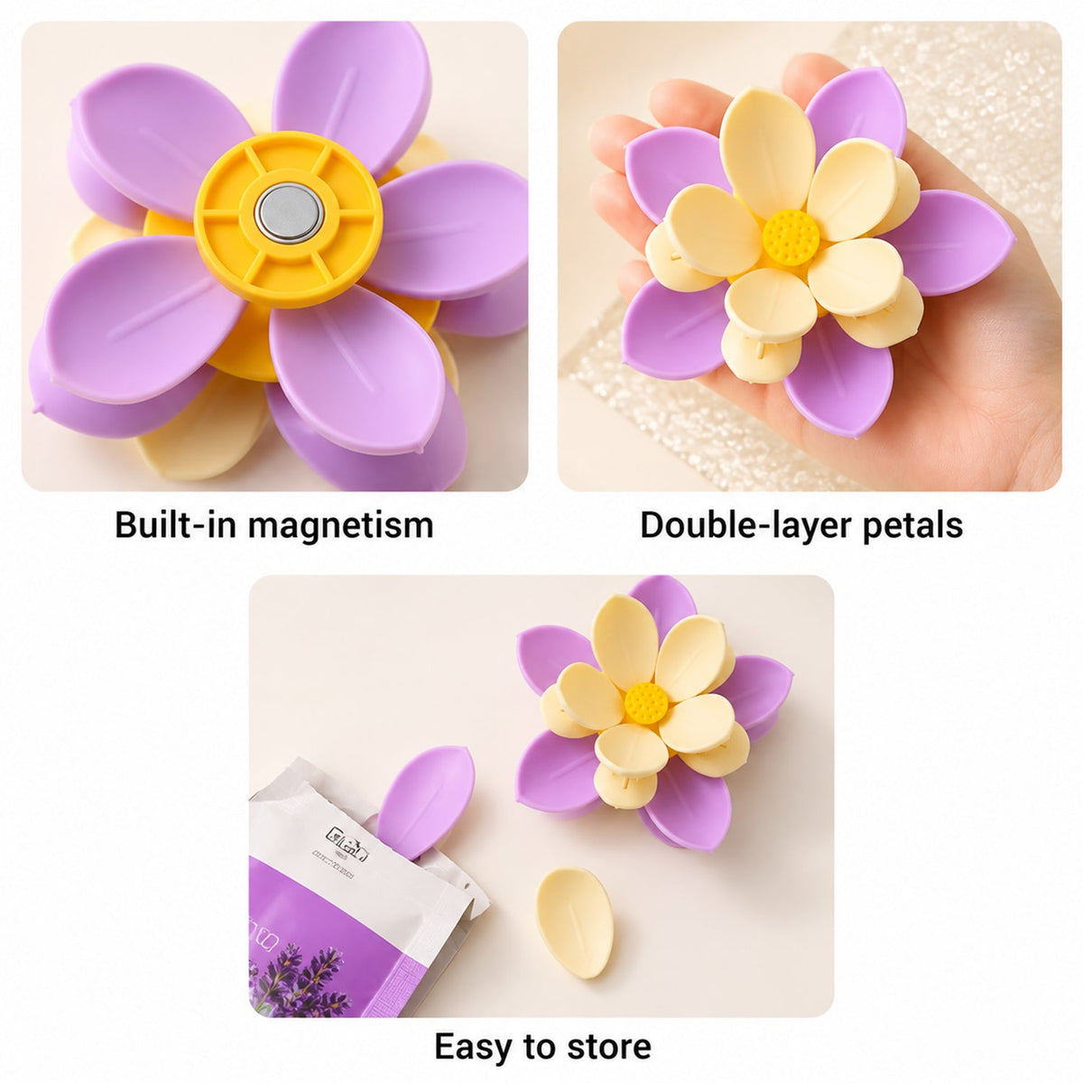 Double Layer Plastic Flower Food Bag Sealing Clips For Kitchen Storage (10 Pcs)
