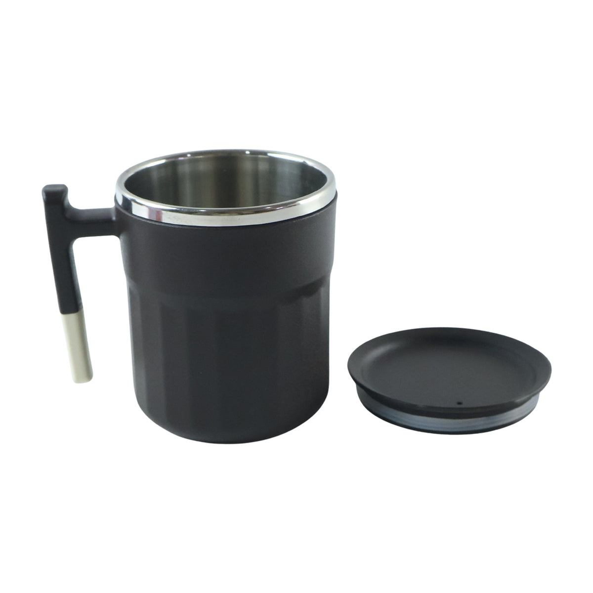 Apex Compact Coffee Mug 300 Ml With Handle And Lid Matte Black (1 Pc)