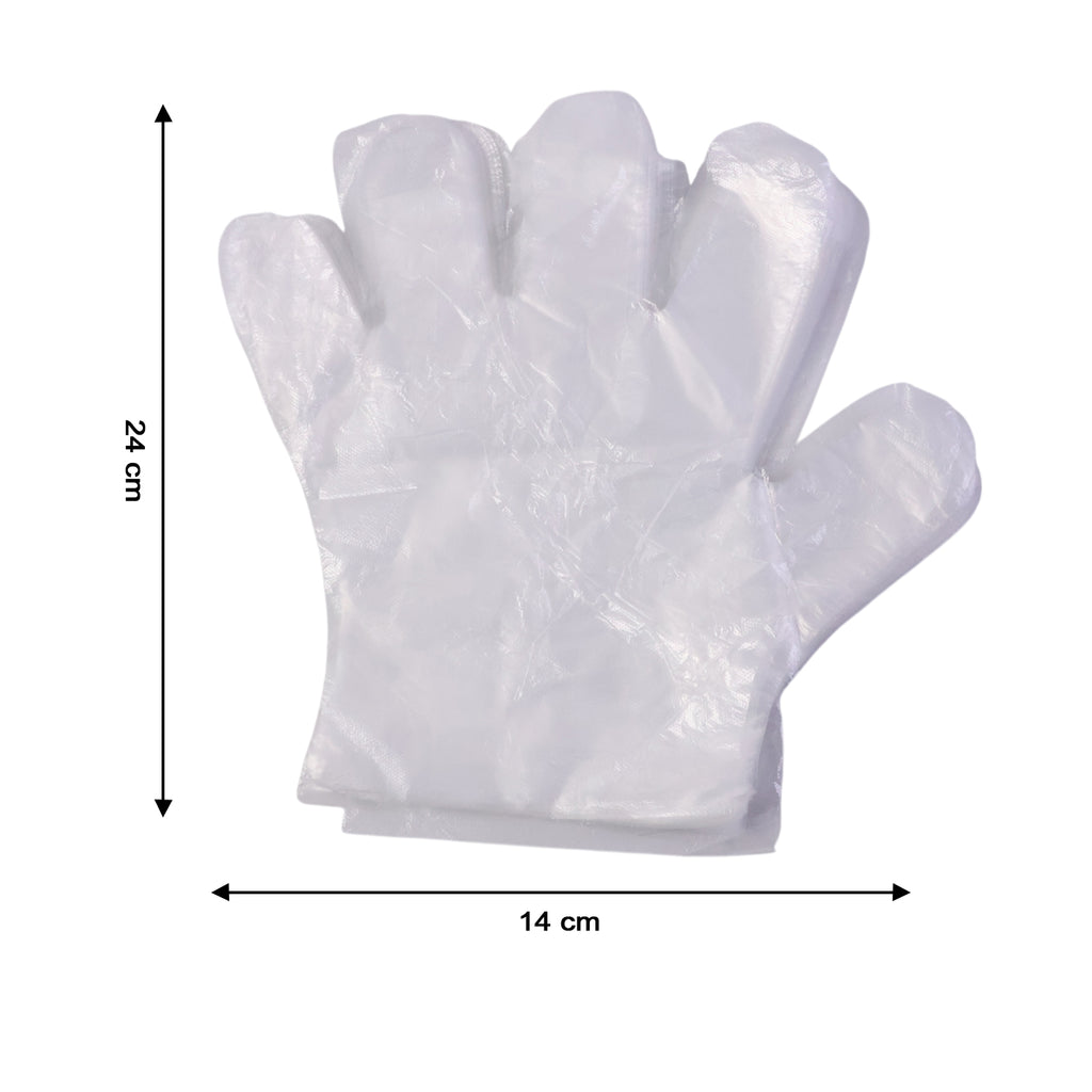 Disposable Transparent Plastic Gloves (100 Piece Pack)