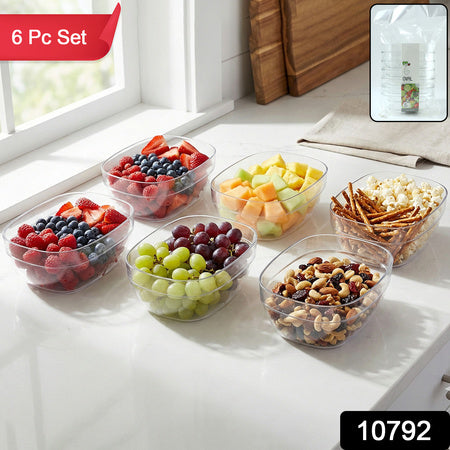 Multipurpose Transparent Serving  Storage Bowls Set (6 Pc Set)