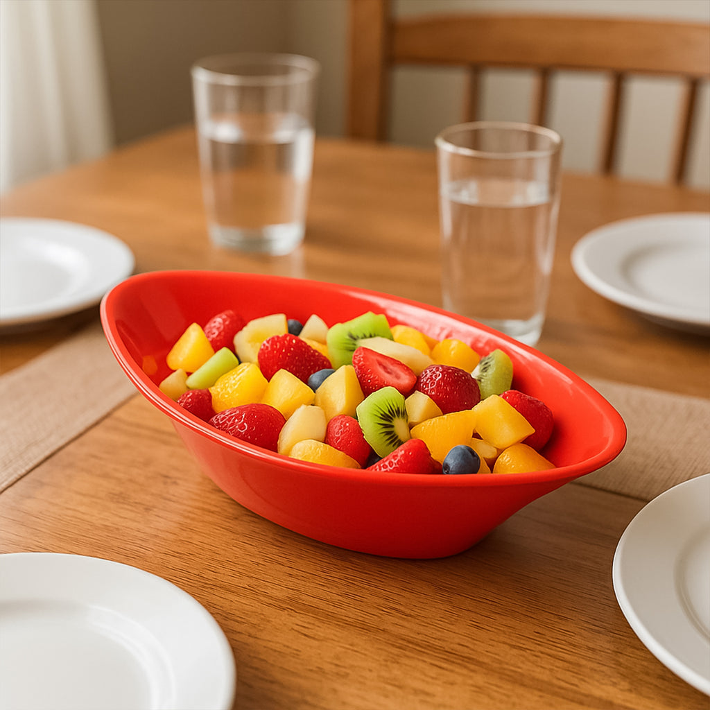 Plastic Marin Serving Bowl  Elegant Oval Deep Bowl (1 Pc  Red)
