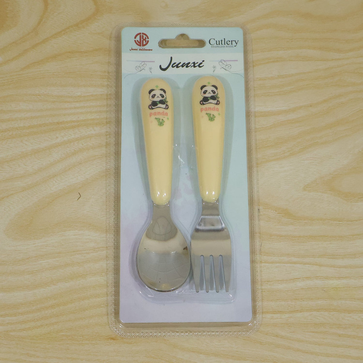 Kids Cartoon Spoon And Fork Set With Easy Grip Handles For Daily Feeding (2 Pc)