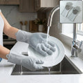 Reusable Silicone Cleaning Gloves With Scrubbing Bristles For Kitchen (1 Pair)