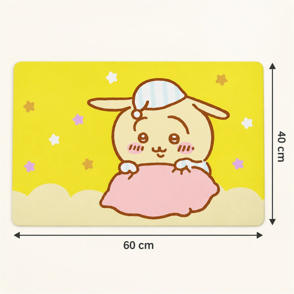 Absorbent Bathroom Mat Cute Cartoon Bunny Print Quick Dry Mat (1 Pc 60x40 Cm)