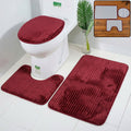 3 In 1 Anti Slip Bathroom Mat Set With Contour Mat And Lid Cover (3 Pc Set  Mix Color)