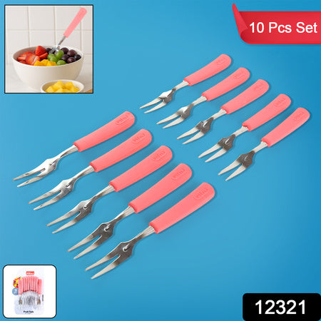 Premium Stainless Steel Fruit Fork Set  10 Pieces With Soft Non-slip Handle