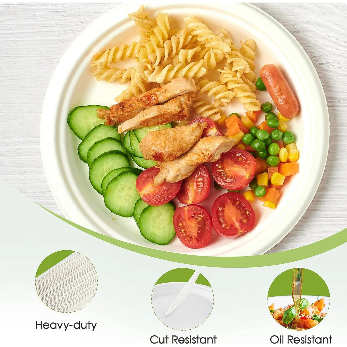 Vegnar Disposable Round Food Serving Plate (10 Pc)