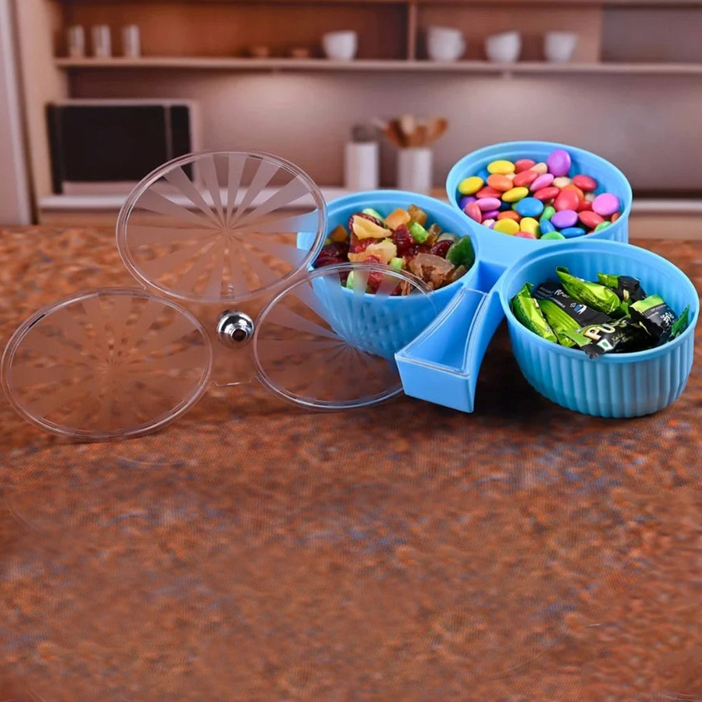 Premium 3-compartment Revolving Dry Fruit Box (1 Pc)