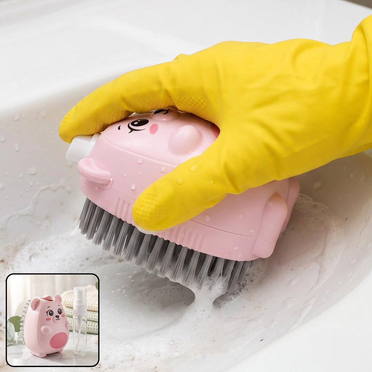 2 In 1 Plastic Soap Dispenser Cleaning Brush For Kitchen And Bathroom Use (1 Pc)