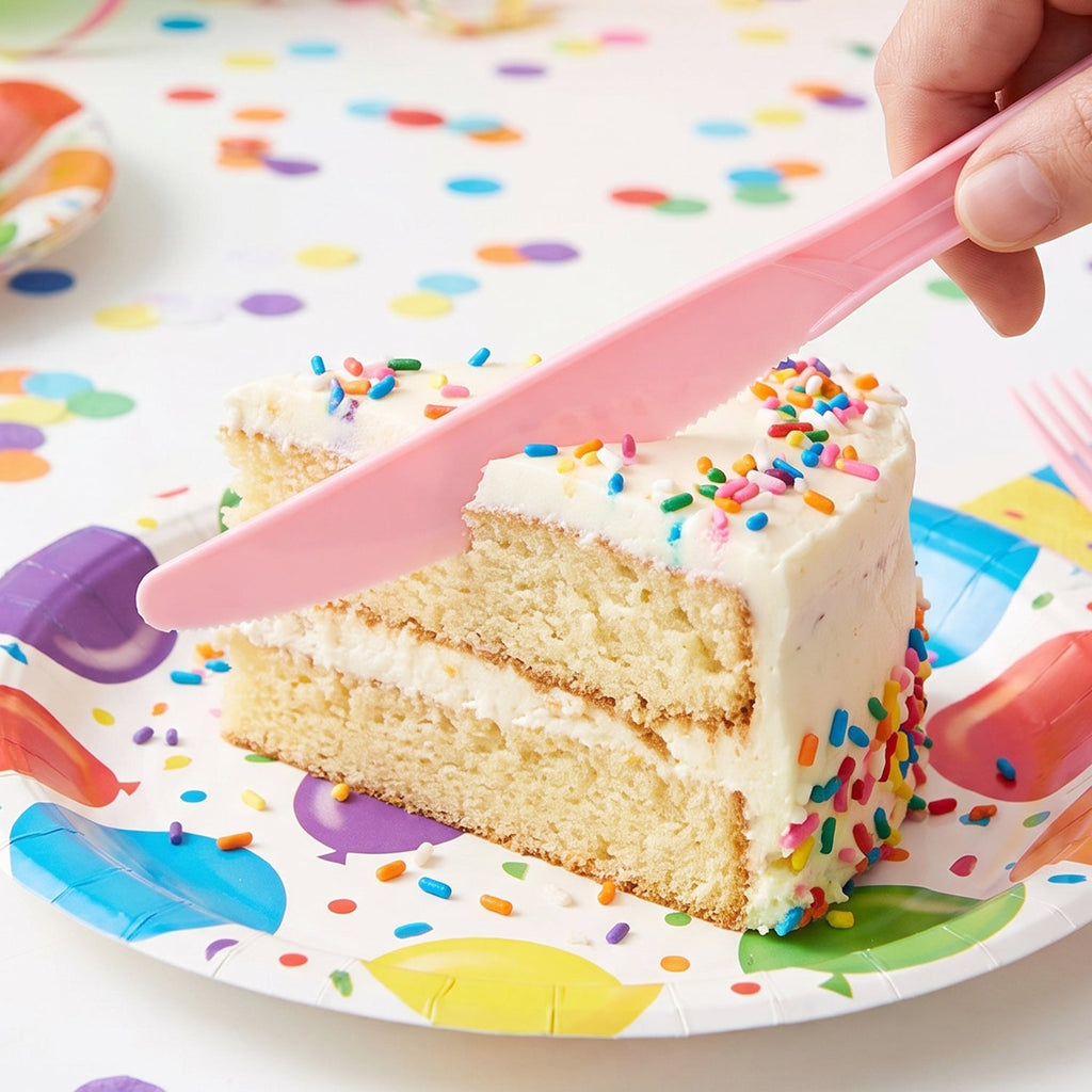 Reusable Multicolor Plastic Dessert Knife Set For Parties (24 Pc Set)