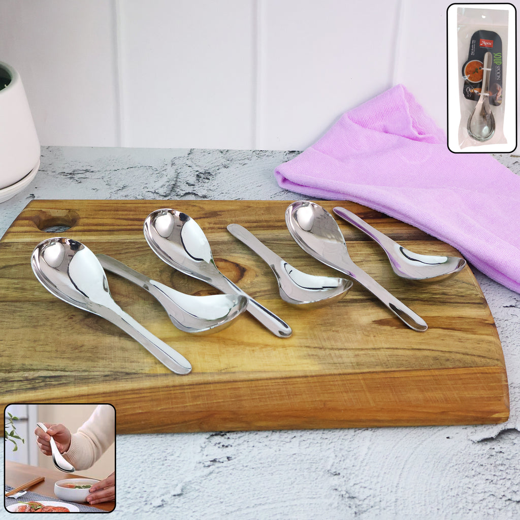 Apex Premium Stainless Steel Soup Spoon Set  6 Pieces